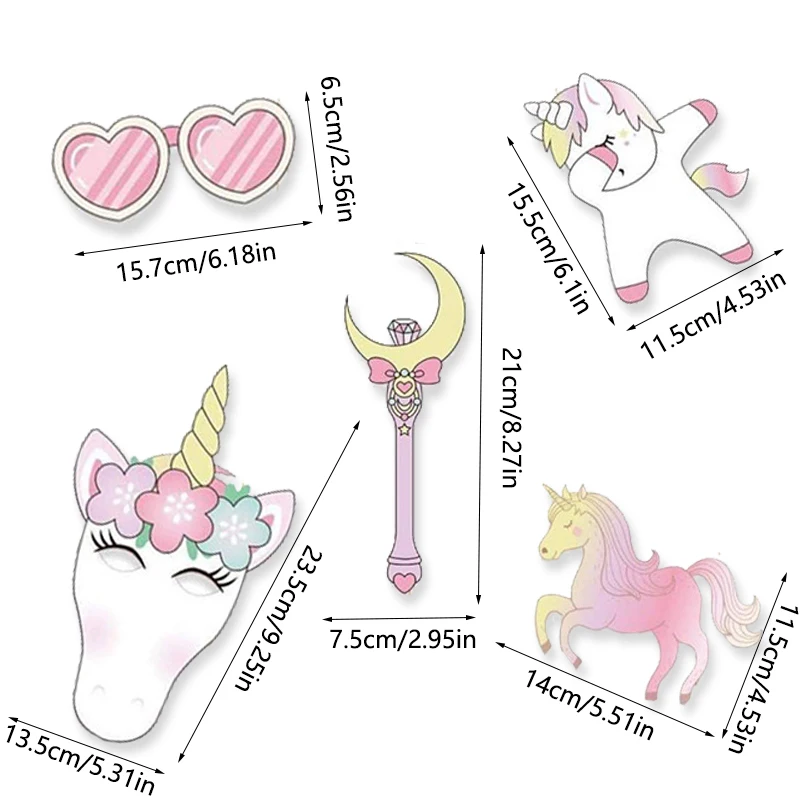 Party Photo Props Halloween Decoration Props 29pcs Unicorn Photo Booth Props For Girls Kids Unicorn themed birthday party Decorations