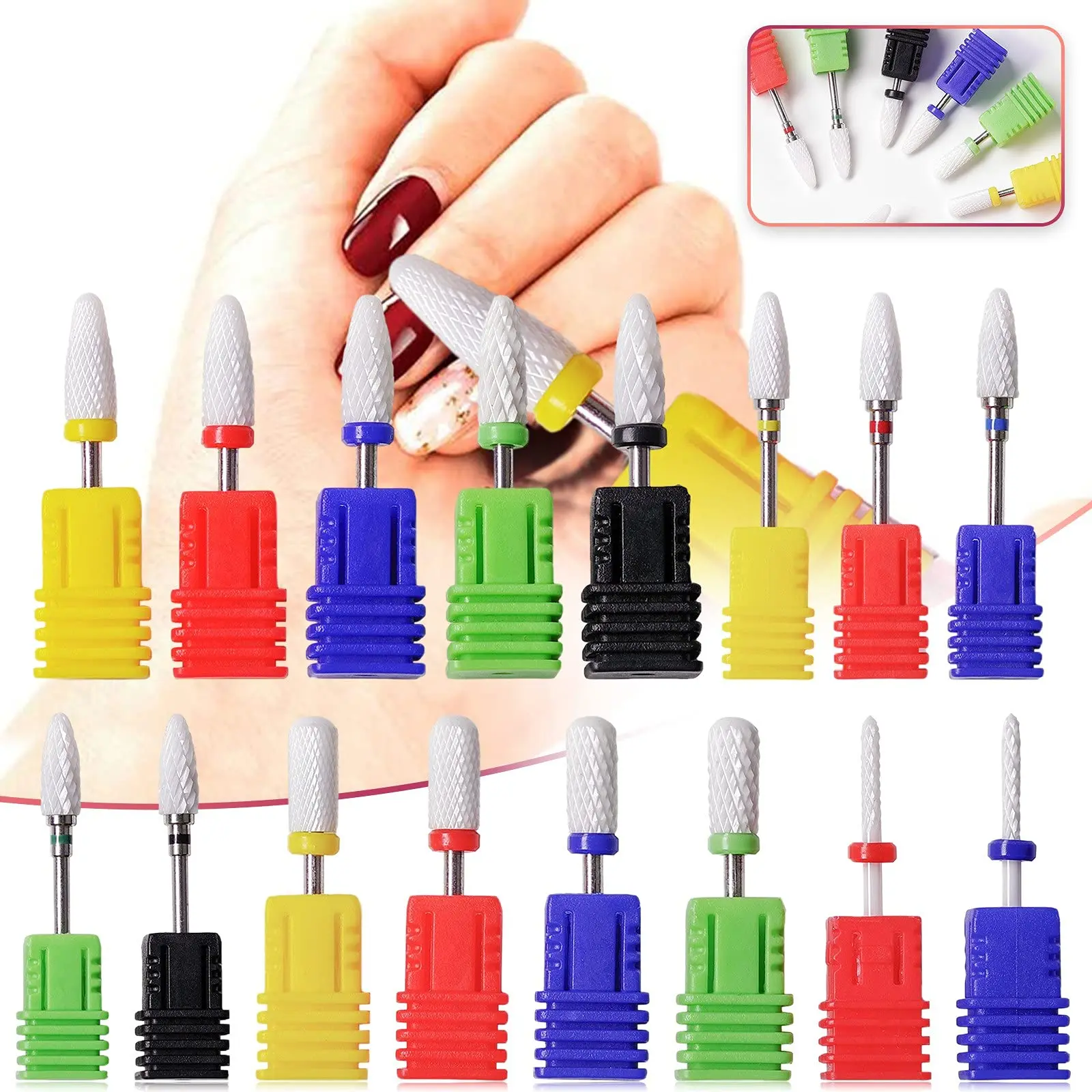 Professional Ceramic Nail Drill Bits 3/32" Cuticle Clean Manicure Drill