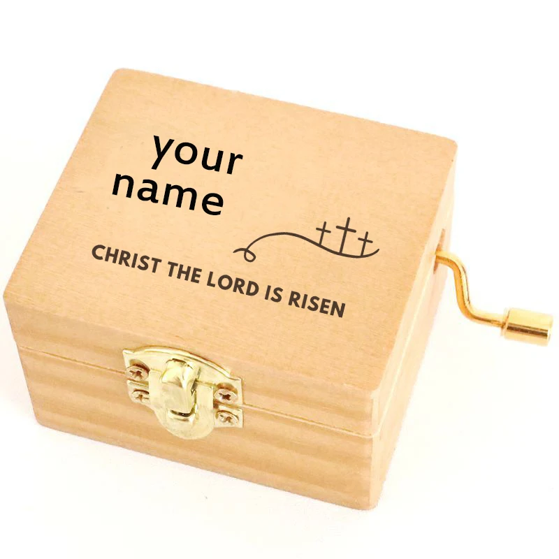 цена Christian Gift Wooden Music Box Personalized Music Box He Is Risen Custom Gift for Friends Boxes for Gifts Musicbox