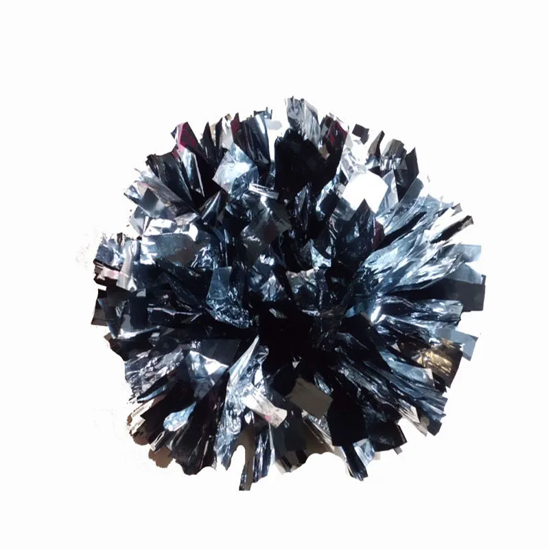 Wenhan Sports-Cheerleader Pom Pom , Black And Silver, Cheer Refueling Props, Cheerleading Pompon, Baton Handle, 38cm, 1Pcs