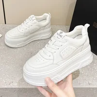 6.5cm Comfy Spring Flats Booties Autumn Women Shoes Synthetic Genuine Leather Plush Platform Wedge Chunky Sneakers 2
