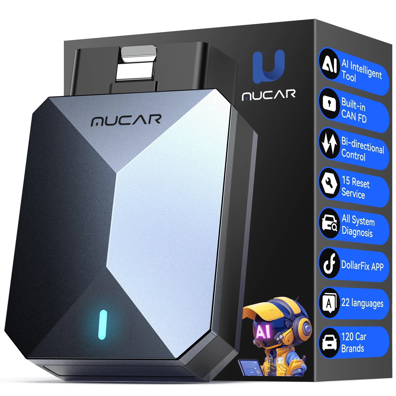 Herramienta de diagnóstico MUCAR BT200 Max OBD2, diagnóstico de todos los sistemas, escáner bidireccional, compatible con reinicio CANFD15, actualización gratuita de por vida