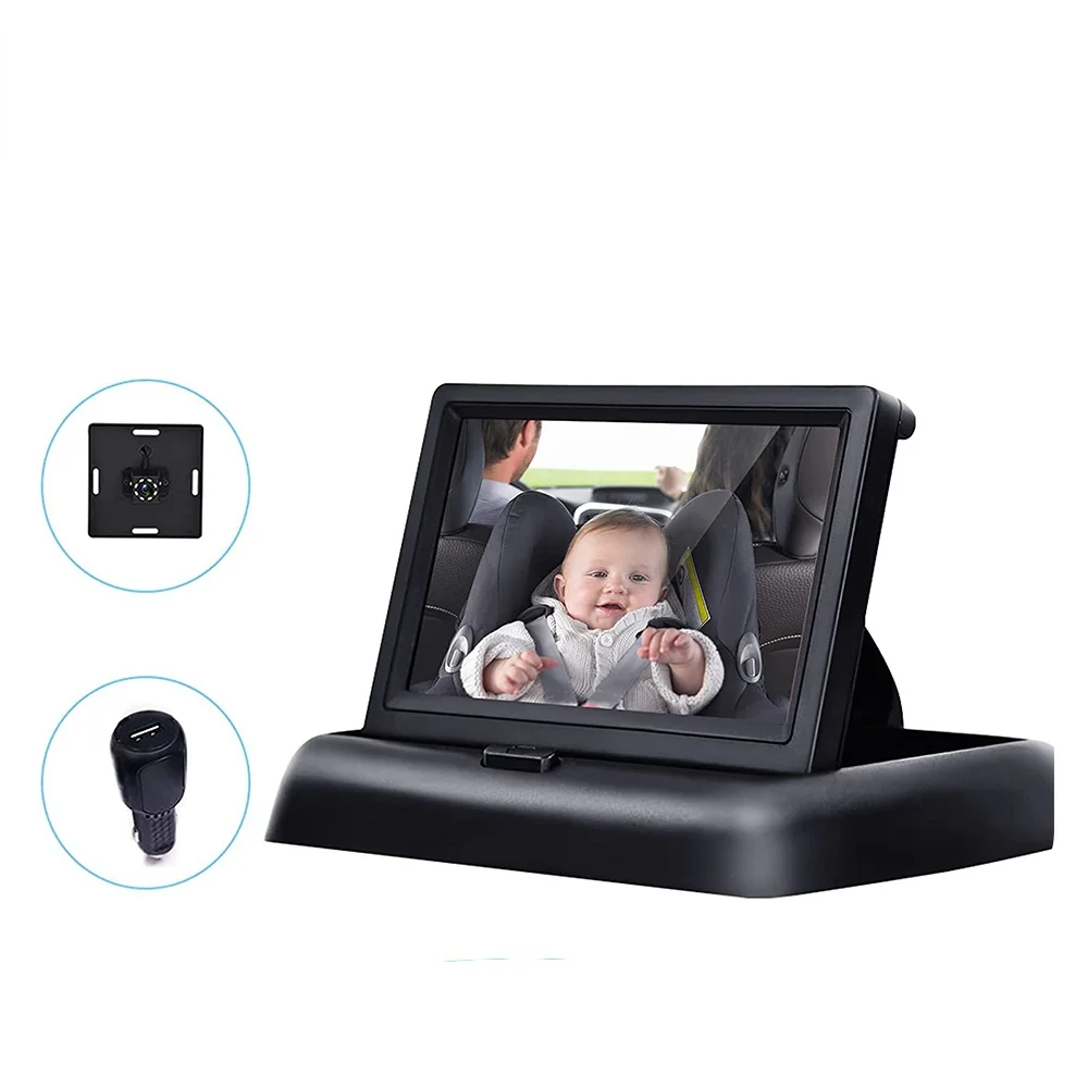 

4.3'' Car Baby Monitoring Video Folding Screen Mirror Rear Facing Seat Baby For Viewing Infant Reversing Camera Monitor