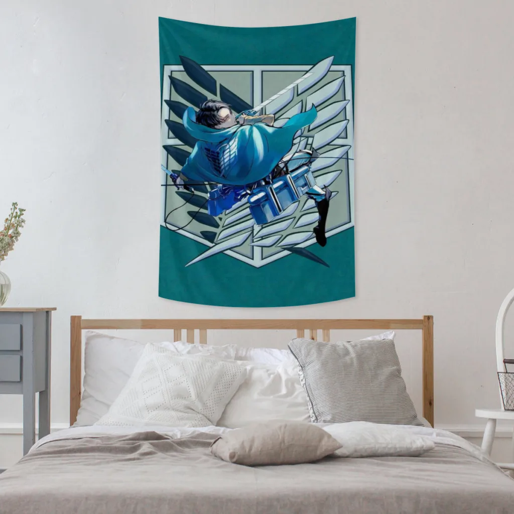 

Wings Of Liberty Attack on Titan Retro Tapestry Anime Cartoon Wall Hanging Bedroom Décor Aesthetic Customized