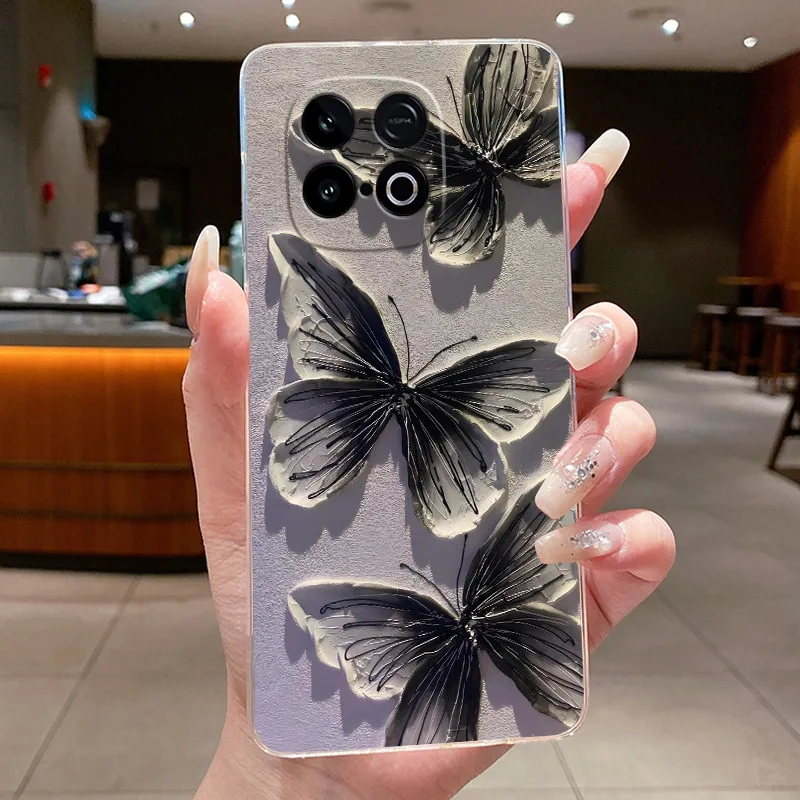 Clear Fashion Butterfly Flower Soft TPU Silicone Phone Cover