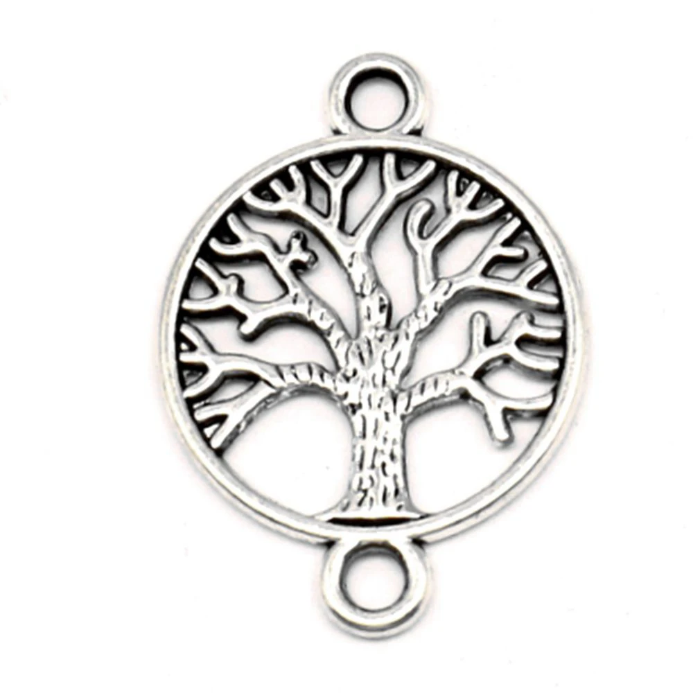 

Tree Of Life Connector Couple Pendants Diy Craft Beautiful Jewelry 20x28mm 10pcs Antique Silver Color