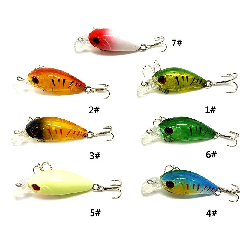 Leurre crankbait flottant 4,8 cm avec clochettes, appât plongeant pêche truite et perche