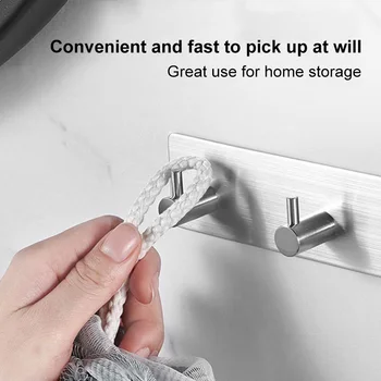 ตะขอกาวสแตนเลสสําหรับแขวนเสื้อผ้าที่ประตูด้านหลัง ไม่ต้องเจาะสําหรับตะขอแขวนเสื้อ 1