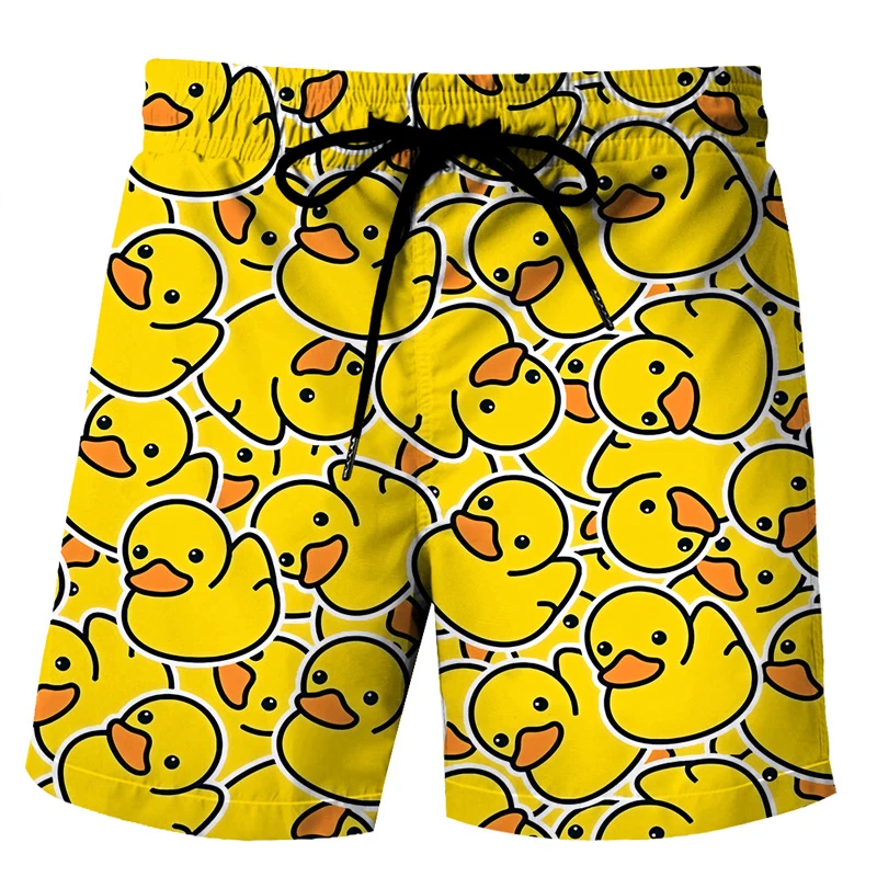 Funny Ducks Beach Shorts Animals Pig Monkey 3D Print Men\'s Sports Casual Board Shorts Fashion Joggers Short Pants Kids Trousers