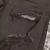 men sparkle sequience patches distressed black jeans 3
