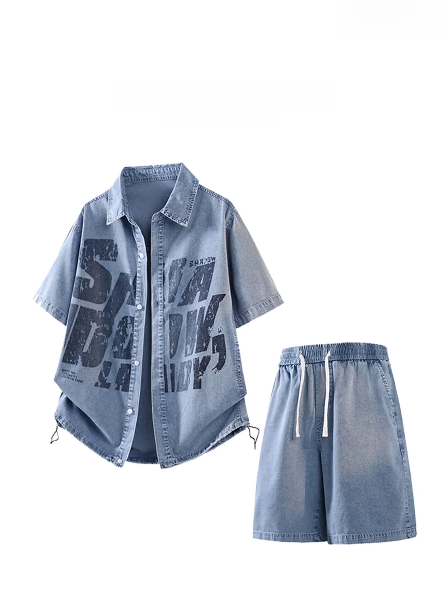 KITH 남성용 운동복 아이스 실크 5점 반바지 캐주얼 여름 셔츠 반팔 코튼 블렌드 청소년 패션 알파 키티