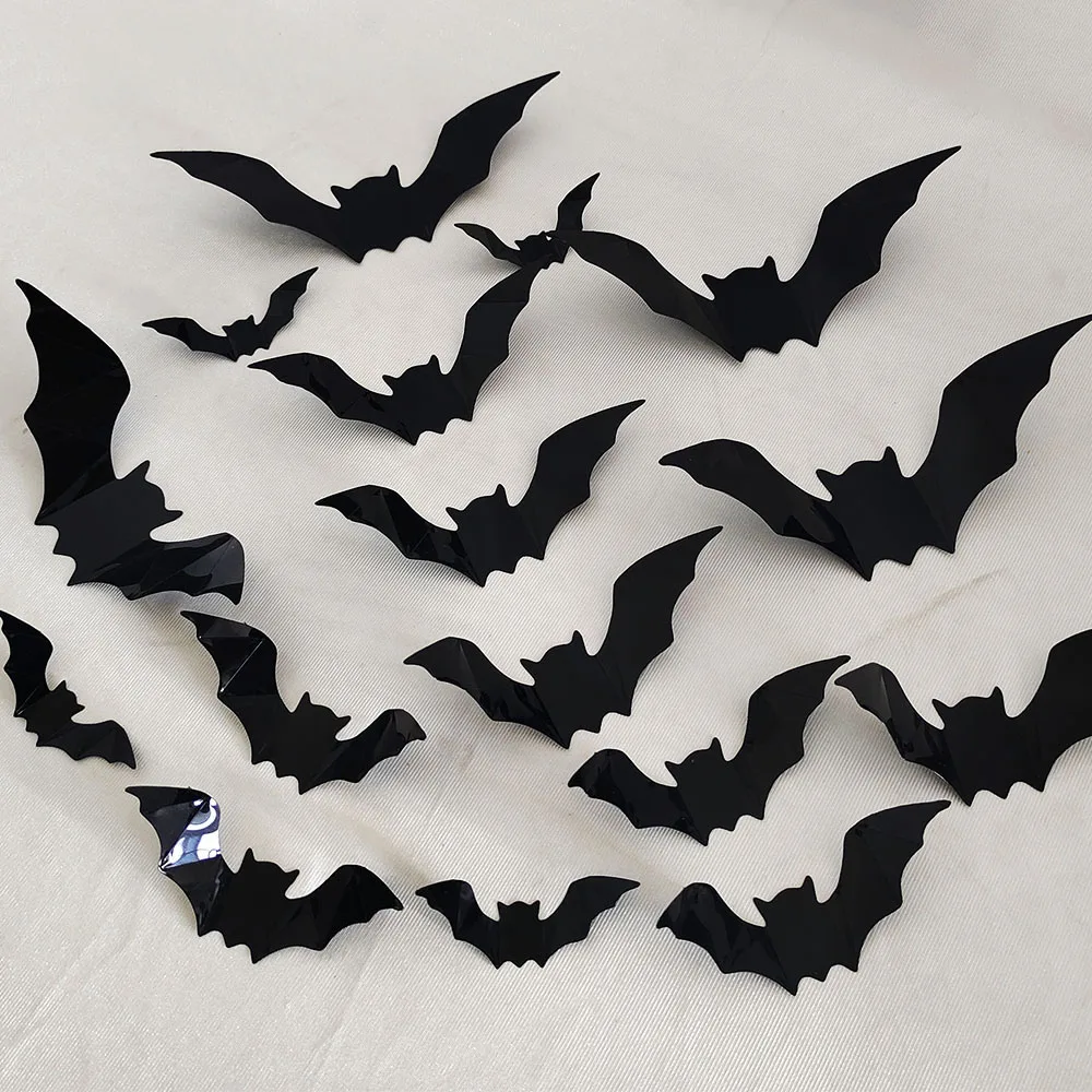 3D Stickers 3D Wall Stickers 48pcs(3packs) Black Rose Red Bat
