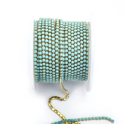 Opal Gold Crystal Rhinestone Trim for Luxurious DIY Wedding Dress Decoration (Gold Blue por)