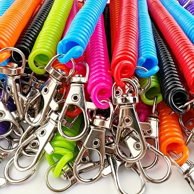 RamPro Spiral Retractable Spring Coil Keychain - Colorful Flexible Hanging Stretch Cord Pocket Key Chain With Snap On Clip Hook (Pack Of 4) At Women's Clothing Store