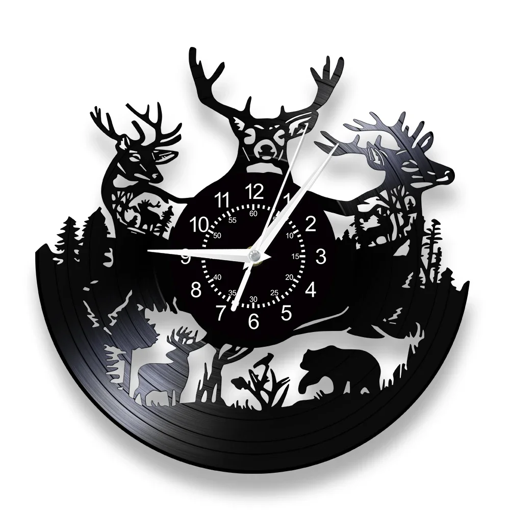 Wild Deer Vinyl Wall Clock – Hunting Home Decor 1