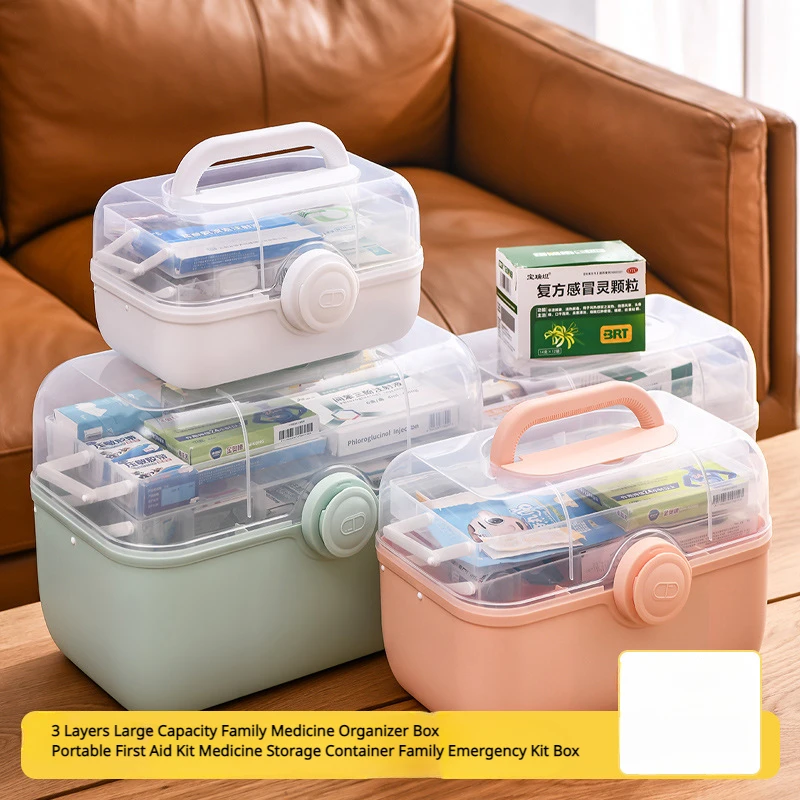 Large Capacity Family Medicine Organizer Box Portable Medicine Storage  Container