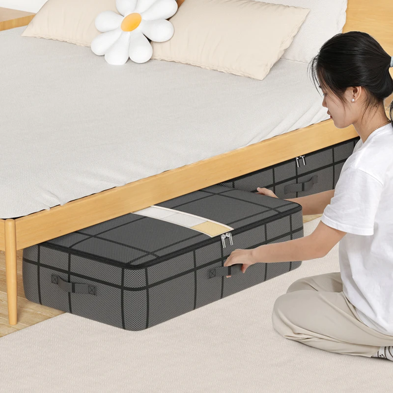 1pc large capacity clothing storage bag under bed organizer Bedding collapsible zipper storage bag Bedroom storage bag 2