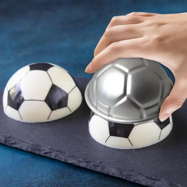 3D Soccer Ball Aluminum Baking Pan Half A Piece 8CM Football Cake Mold  Aluminum Round Cake Mold Small Pastry Bread Mold Jelly - AliExpress