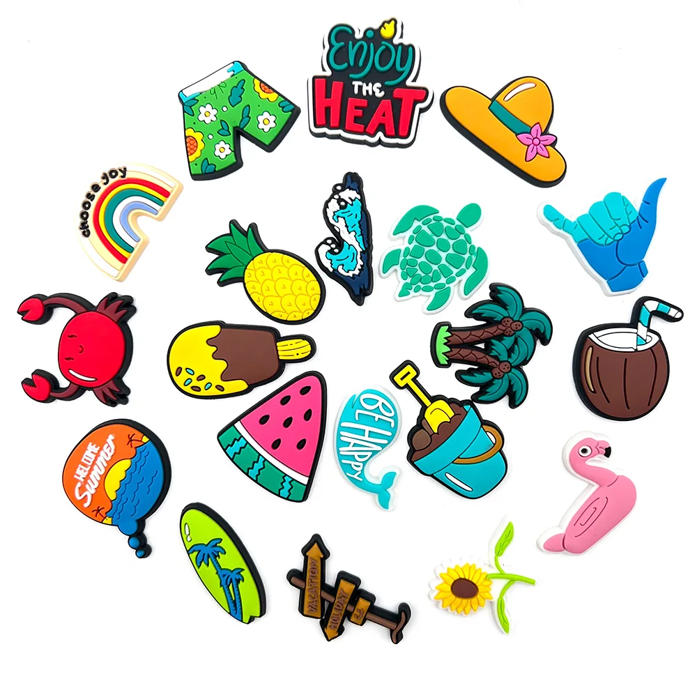 Beach Theme PVC Shoe Decorations Clog Garden Shoes Charm DIY Buckle Accessories D&eacute;cor Pins Ornaments Adult Gifts shoe charms,shoe decorations,garden shoe accessories