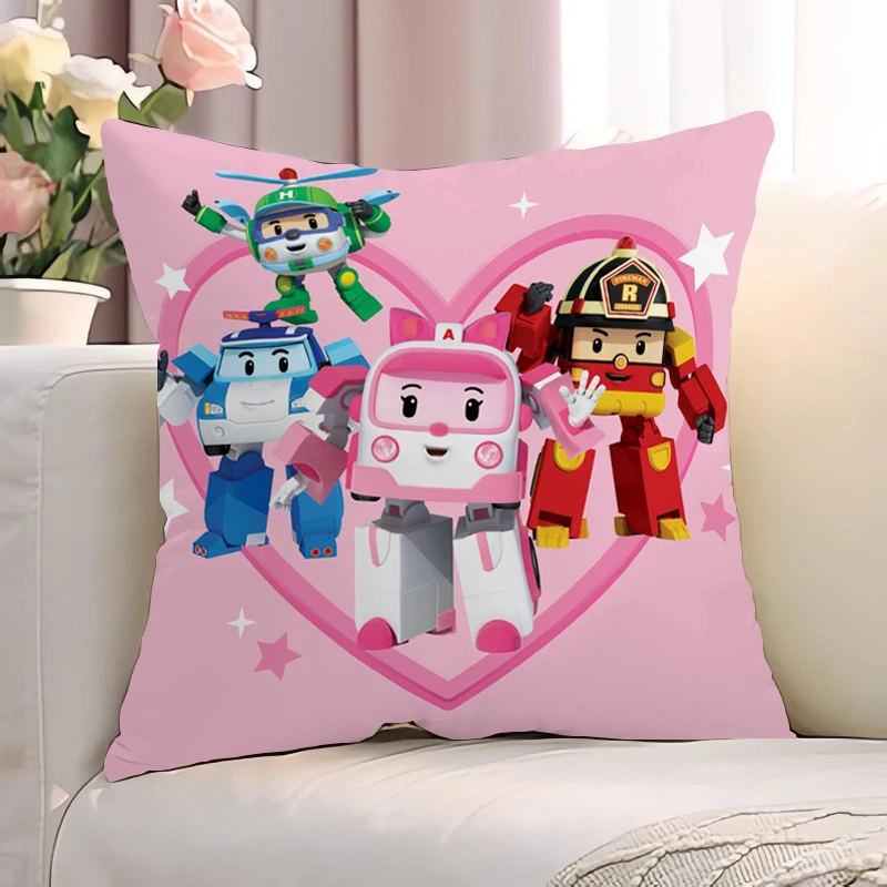 

Decorative Pillowcase R-Robocar Poli for Living Room Double-sided Printing Pillowcases 40x40 Cushions Car Sofa Cover Short Plush