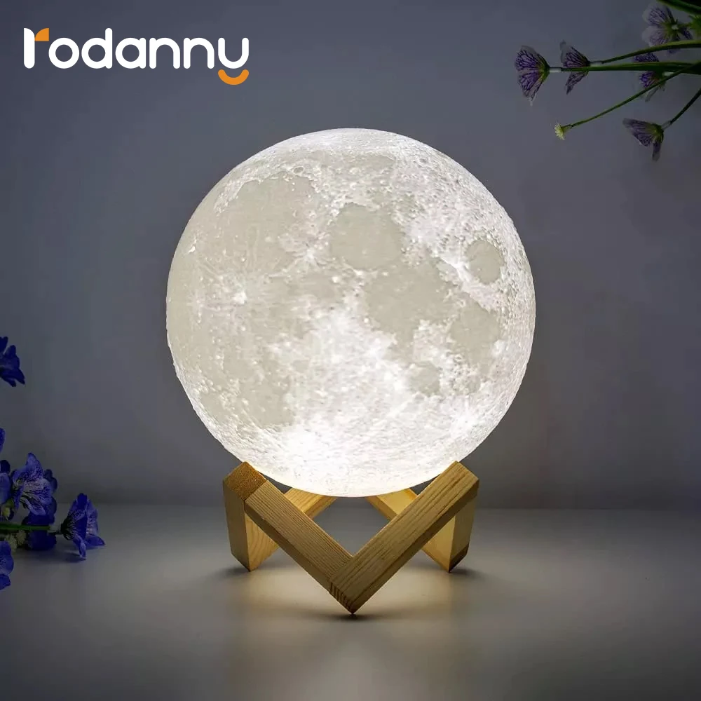 

Rodanny 3D Print Moon Lamp LED Night Light USB Rechargeable Remote Control Touch Lights Table Desk Lamp Children