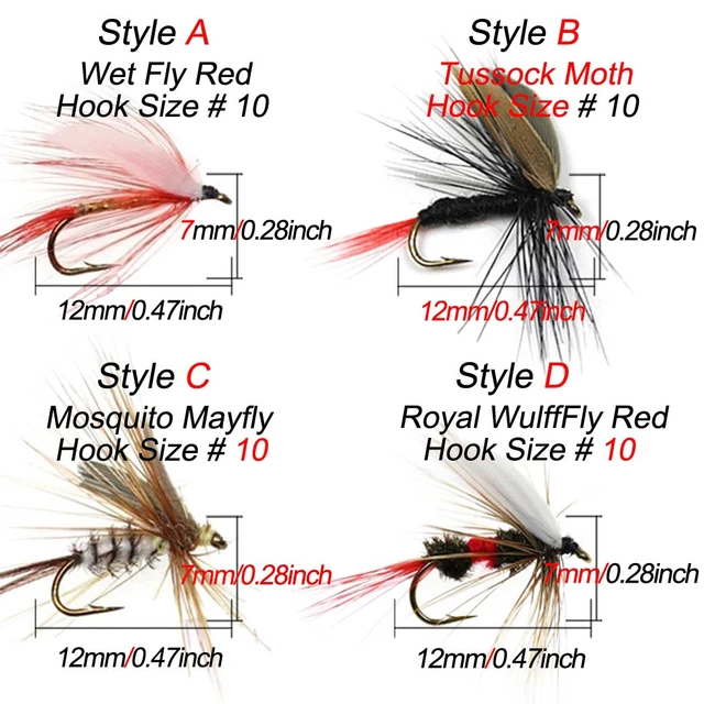 24Pcs/Box Fly Fishing Lures for Trout Salmon Dry Wet Nymph Flies