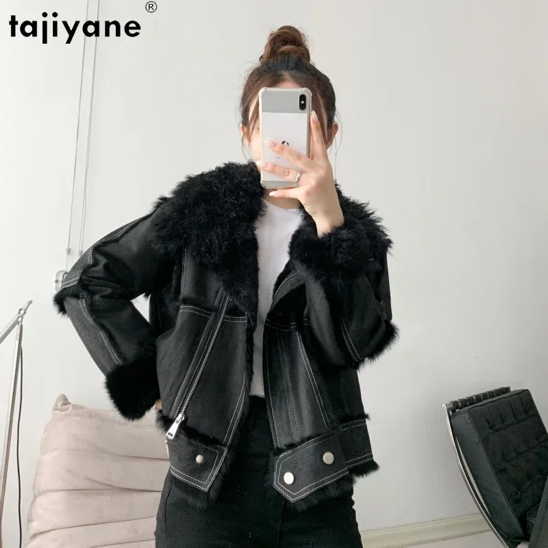 

Tajiyane New Autumn Winter Jackets for Women 2023 Rabbit Fur Liner Fur Coat Fashion Lamb Fur Collar Jaqueta Feminina Inverno