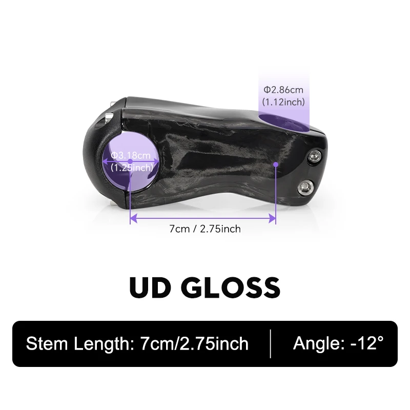 TOSEEK Carbon Stem12Degree Mountain Bike Stem 31.8mm Bicycle Handlebar Stems 70/