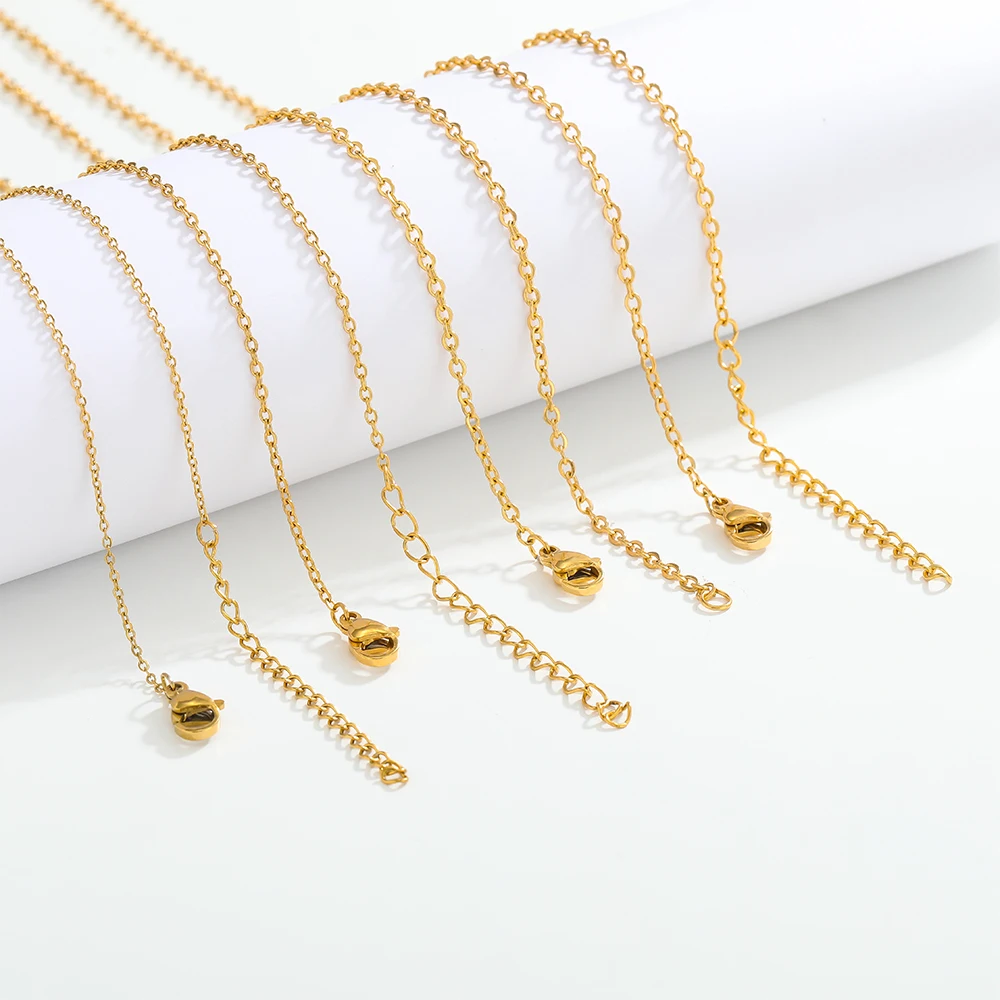 10 Stück 45 + 5 cm verstellbare Ketten Edelstahl vergoldet Gliederketten für DIY Frauen Schmuck trendige Halskette liefert Großhandel