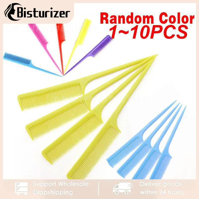1~10PCS Plastic Peine Hair Comb Heat Resistance Fine-tooth Cosmetic Tail Comb Make up Tool for Woman Random Color