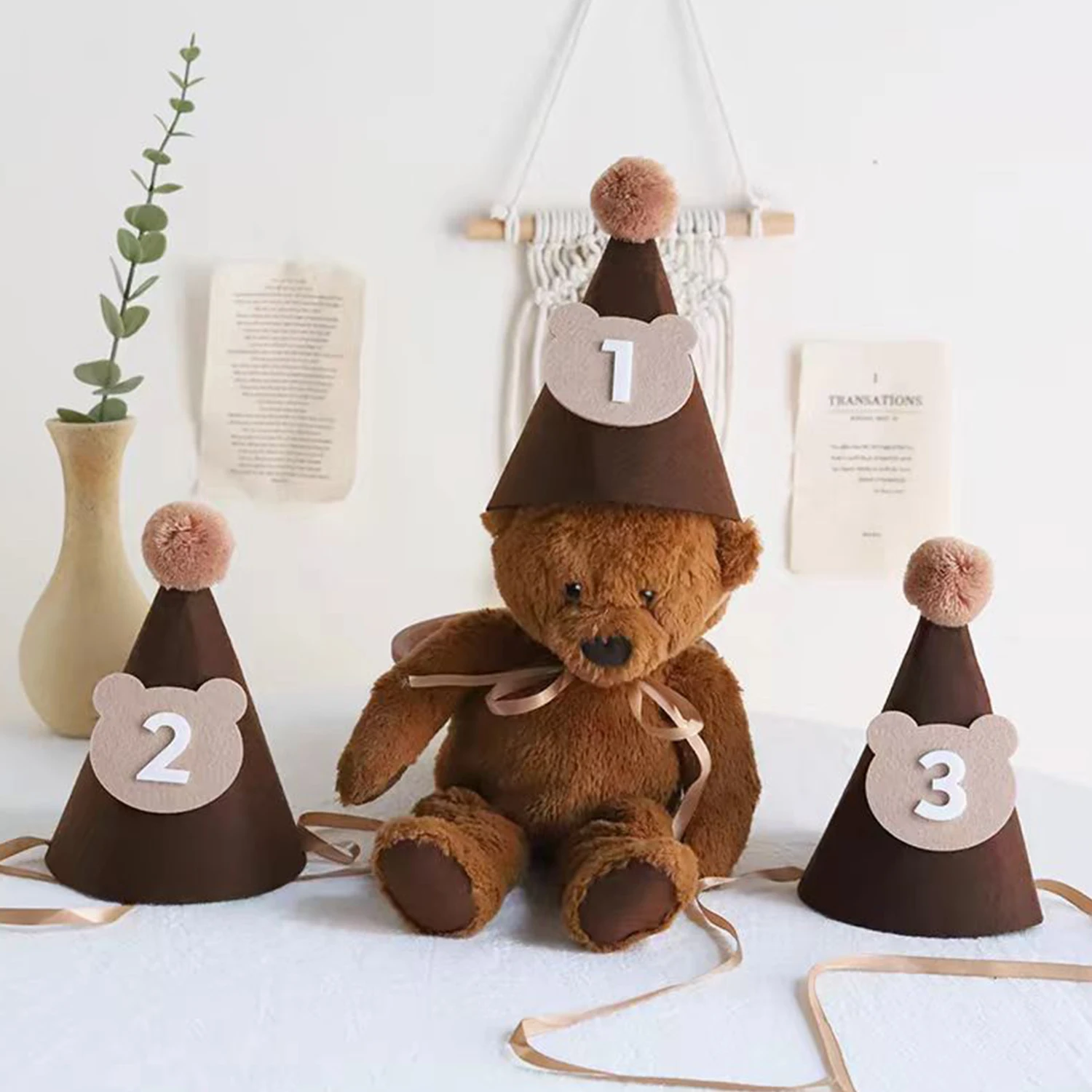 1Pcs Felt 1st Birthday Hat for Little Baby Newborn Baby Boy Girl 1 2 3 Year Headband Baby Shower Birthday Party Decorations