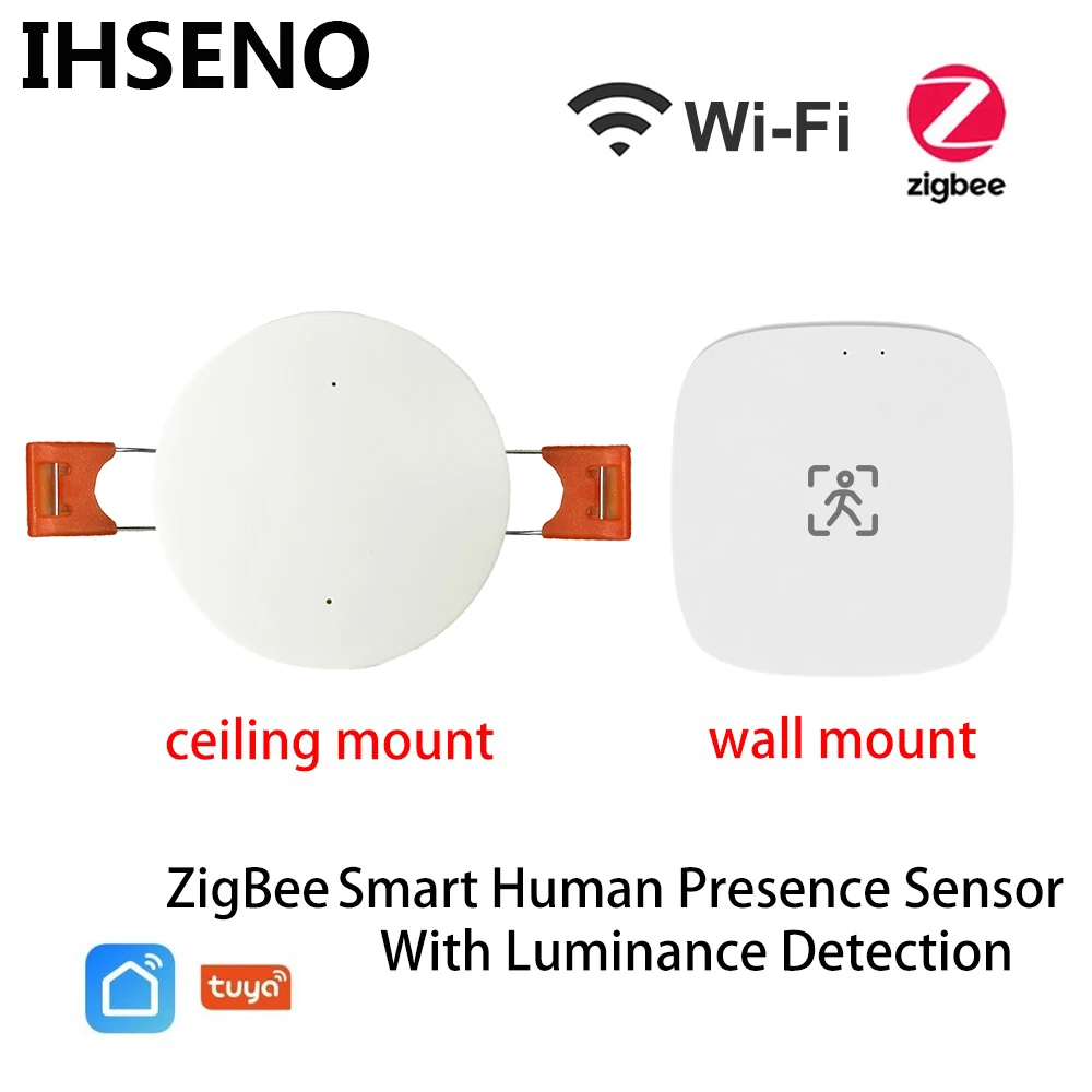 

ZigBee/Wifi MmWave Human Presence Motion Sensor With Luminance/Distance Detection 5/110/220V Tuya Smart Life Home Automation/24G