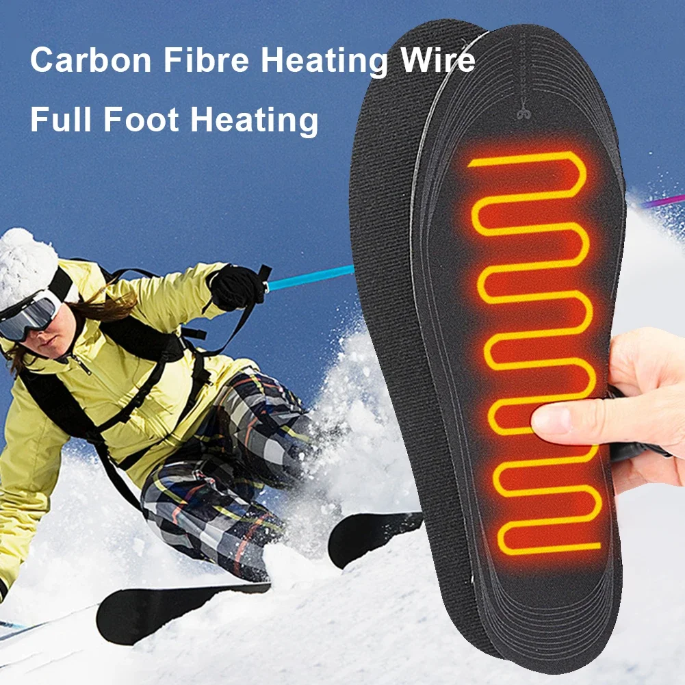 USB Heated Shoe Insoles Electric Heated Shoes Pad Cuttable Rechargeable Foot Warmer Washable for Winter Camping Fishing