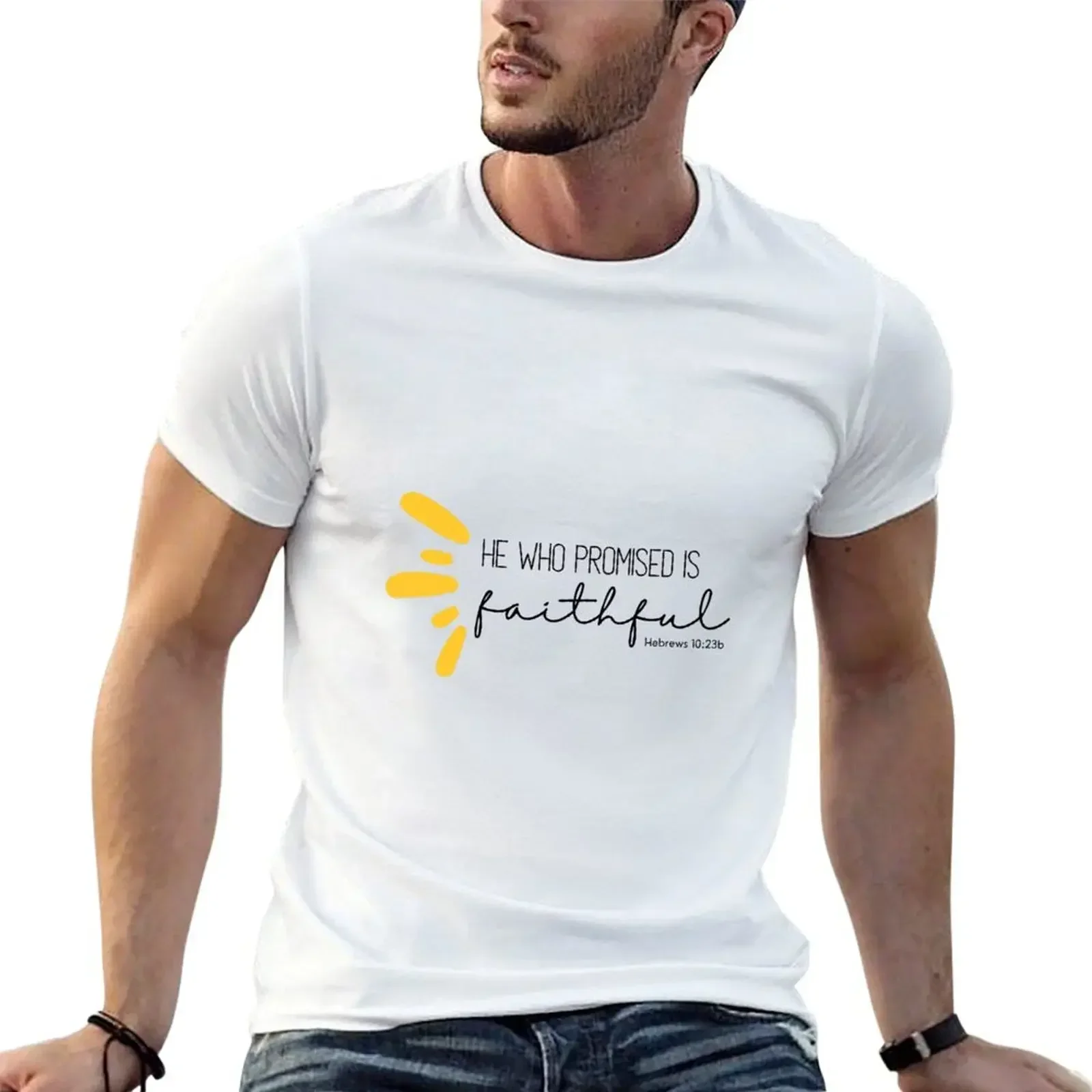 

He Who Promised is Faithful :: Christian Bible verse T-shirt tops cute tops blacks mens t shirt graphic
