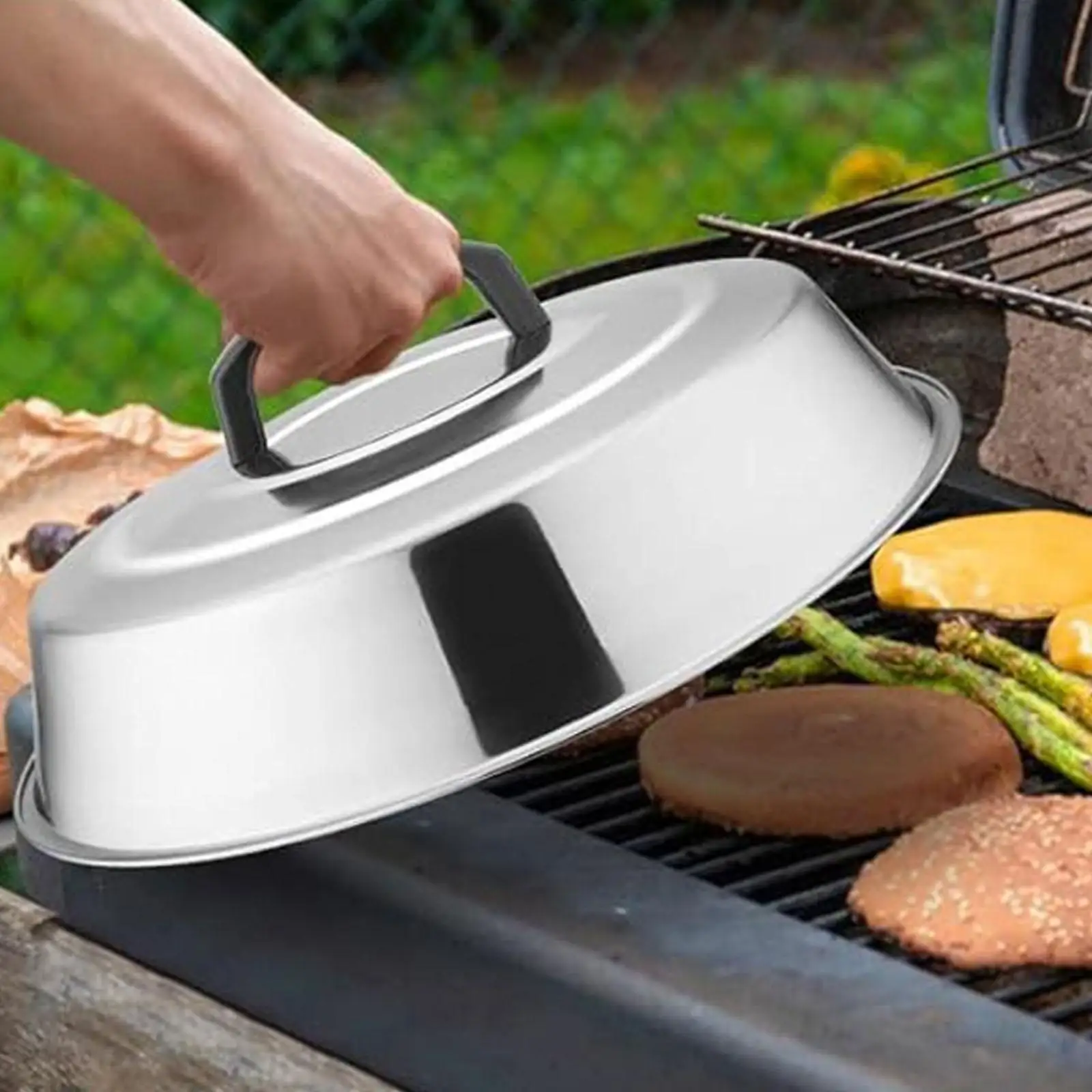 Wok Lid Pot Lid Frying Pan Cover Grilling Barbecue Burger Cover Universal Kitchen Cookware Supplies 31CM silicone pan covers