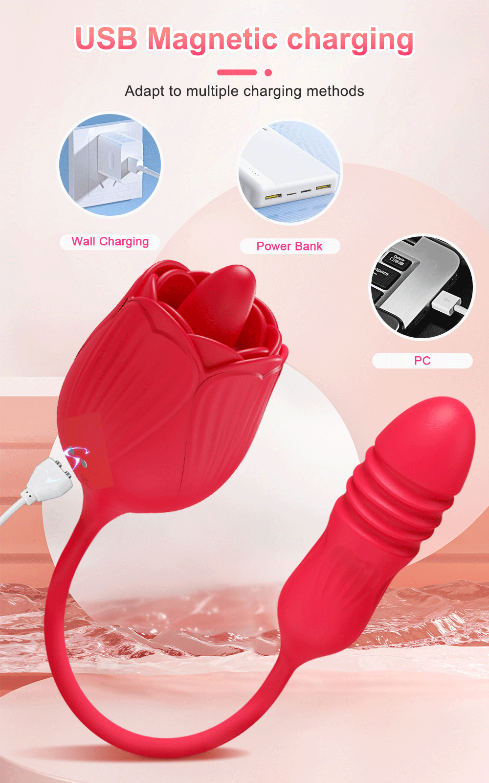Rose Toy Dildo Thrusting Vibrator for Women Egg Clitoris Sucker Stimulator Tongue Licking Adults Goods Sucking Sex Toys Female