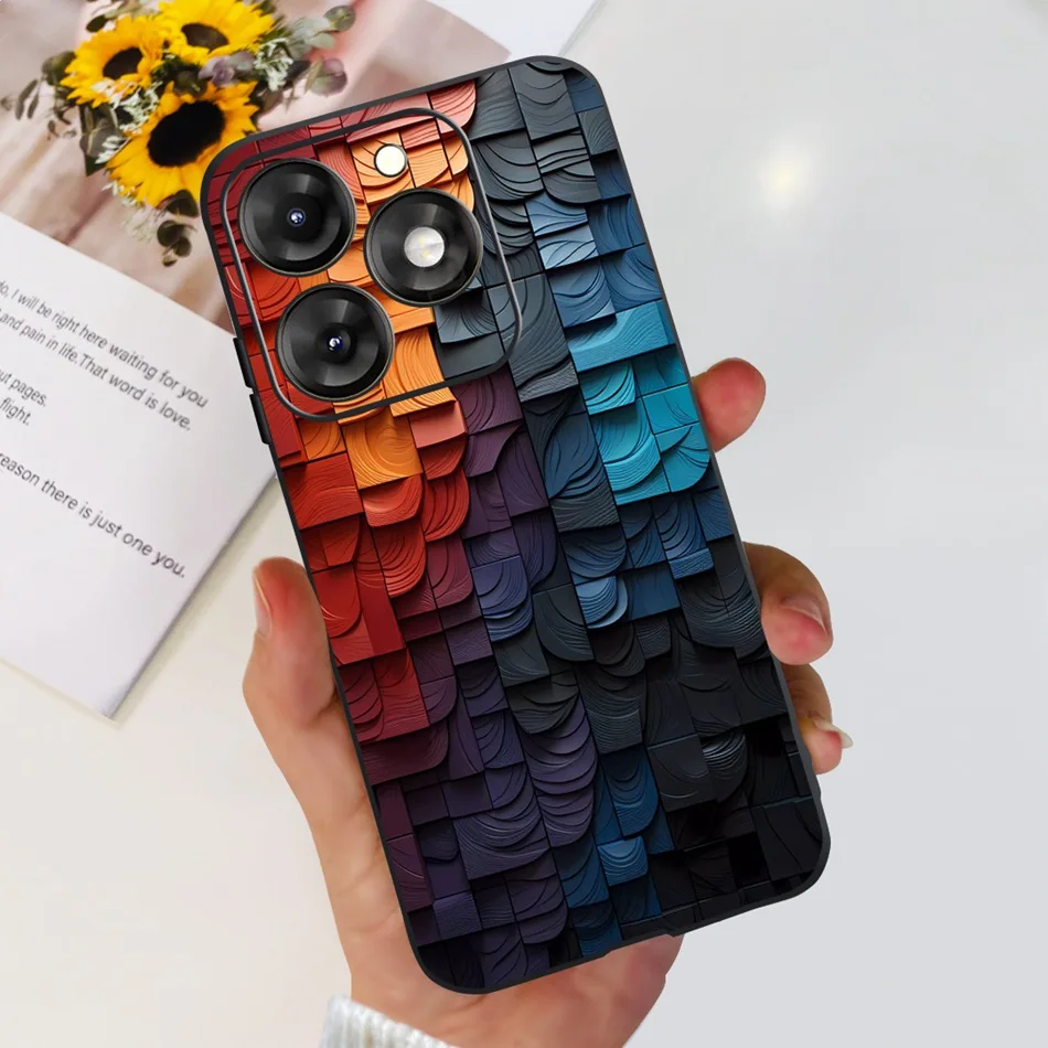 Stylish Black Silicone TPU Phone Case with Fashionable Patterns