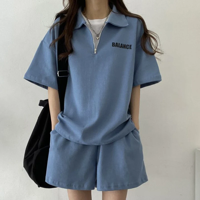 Korean Style Clothes Summer Tops Shorts T Shirt For Women Two Piece Set ...