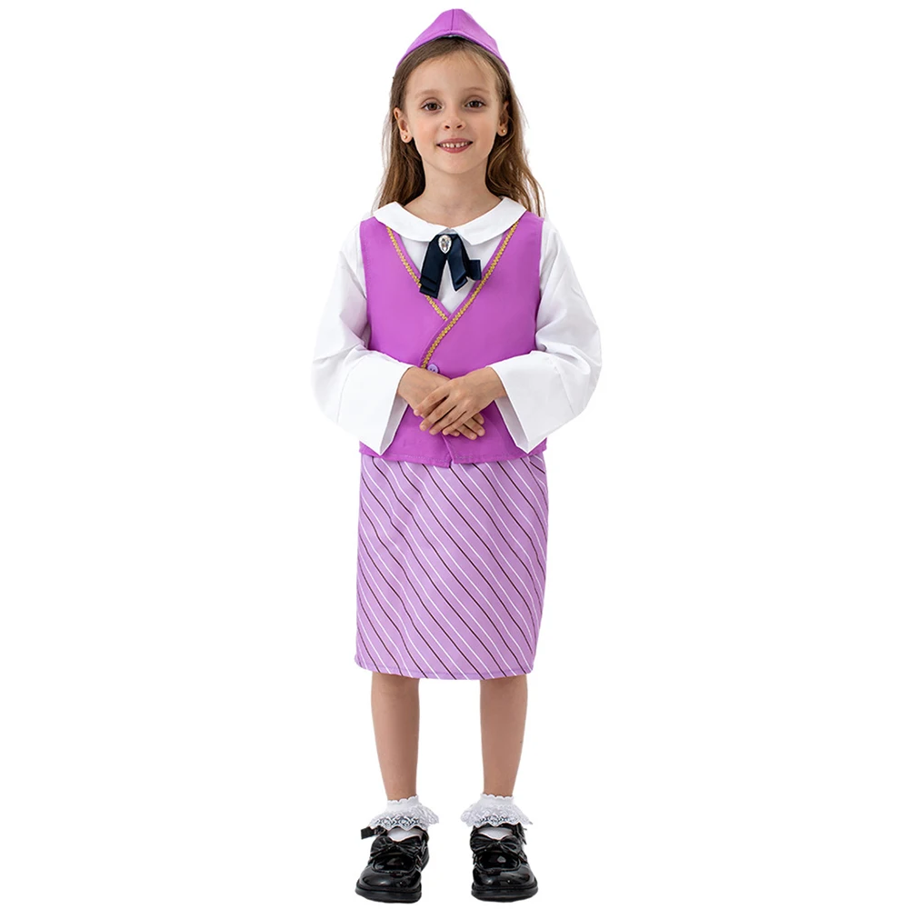 

Toddler Flight Attendant Costume Airline Air Hostess Kids Pilot Cosplay Uniform Child Fancy Dress for Girls Stewardess Costumes