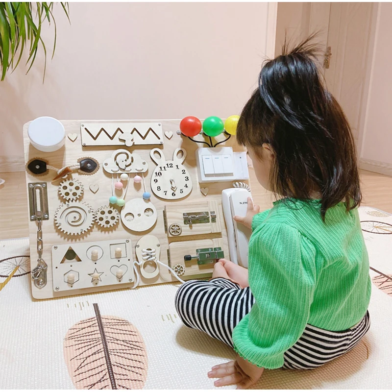 

Montessori Busy Board Diy Material Accessories Teaching Aids Baby Early Education Learning Skill Toy Part Wooden Board Games