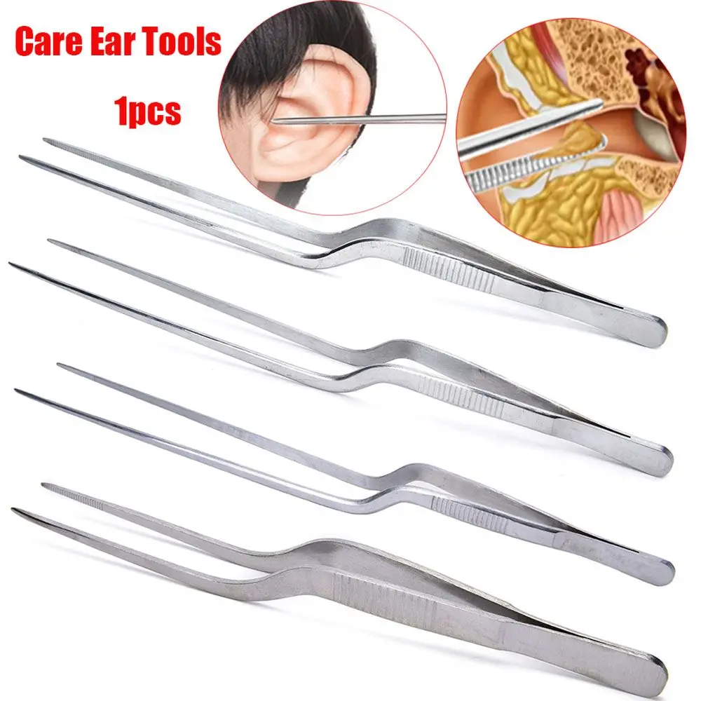 Silver Professional Stainless Steel Oral Cleaner Ear  Wax Removal Nail Clip Ear Tweezer Ear Care Tools Ear Cleaning Clip