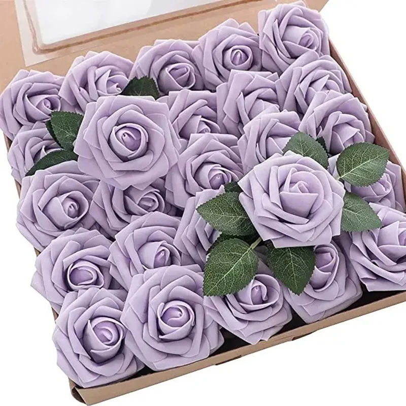 

Artificial Flowers Real Looking Foam Fake Roses With Stems For DIY Wedding Bouquets Festival Party Home Decor Garden Decoration