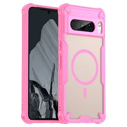 Magnetic Luxury Matte Translucent Armor Shockproof Case with Magsafe Wireless Charging Compatibility - Google Pixel 8 Pro (Pink)
