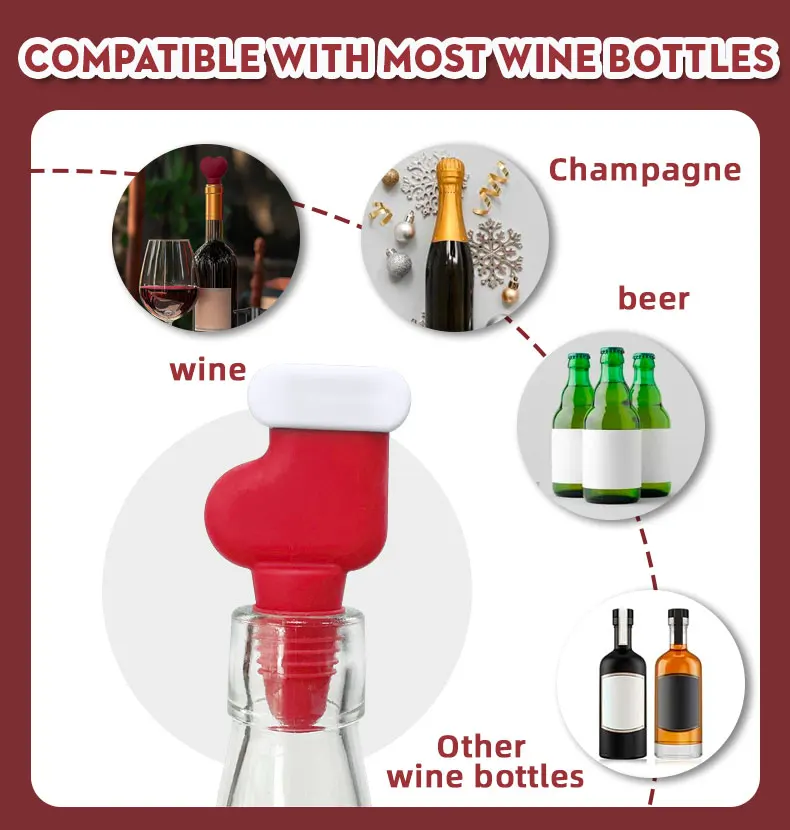 Christmas Silicone Wine Bottle Stopper Set 4
