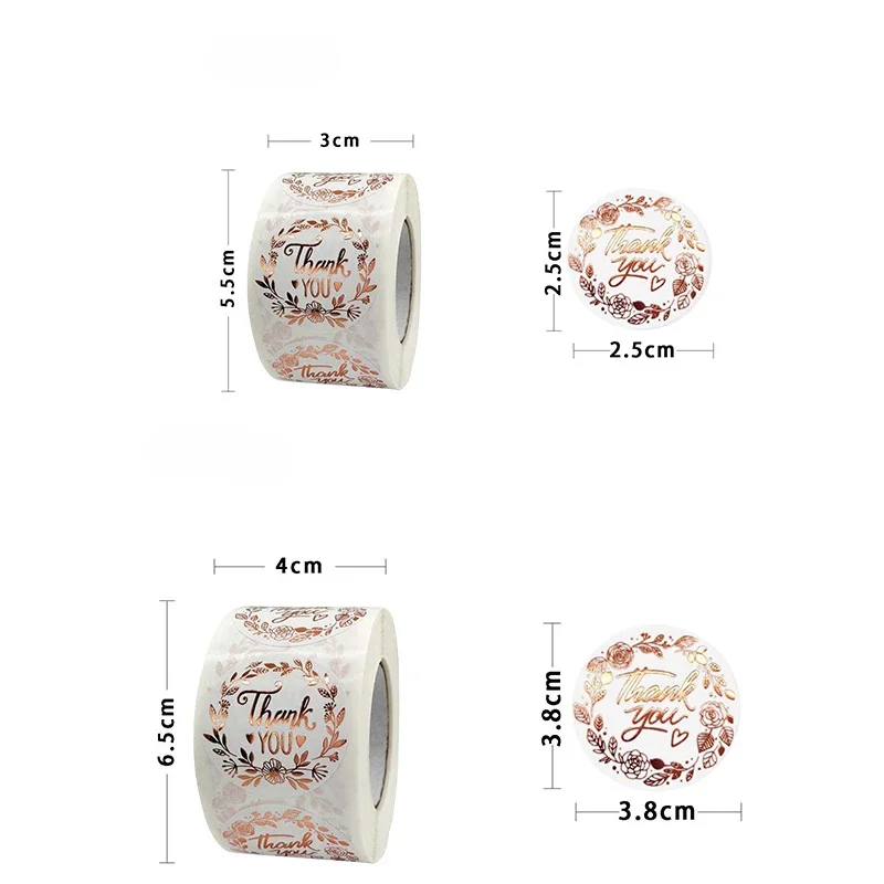 Beautiful floral thank you sticker displayed on white backdrop