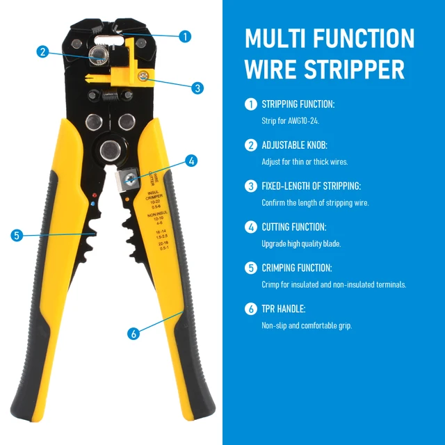 Crimper Cable Cutter Adjustable Automatic Wire Stripper Multifunctional Stripping Crimping Pliers Terminal Hand Tool 2