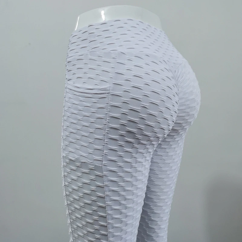 JIANWEILI Dot leggings Woman Side pockets High Waist fitness leggings Push up Female Gym Workout pant Breathable Sports Leggins fishnet leggings