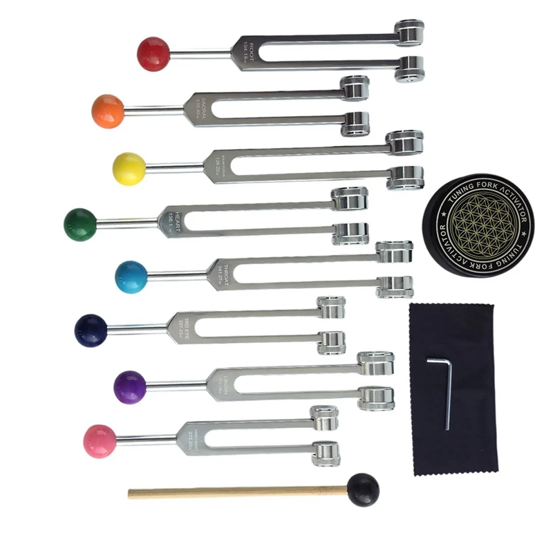 Chakra Tuning Fork Set For Healing, Tuning Forks With Tuning Fork Activator For Healing,Sound Therapy,Keep Body 5