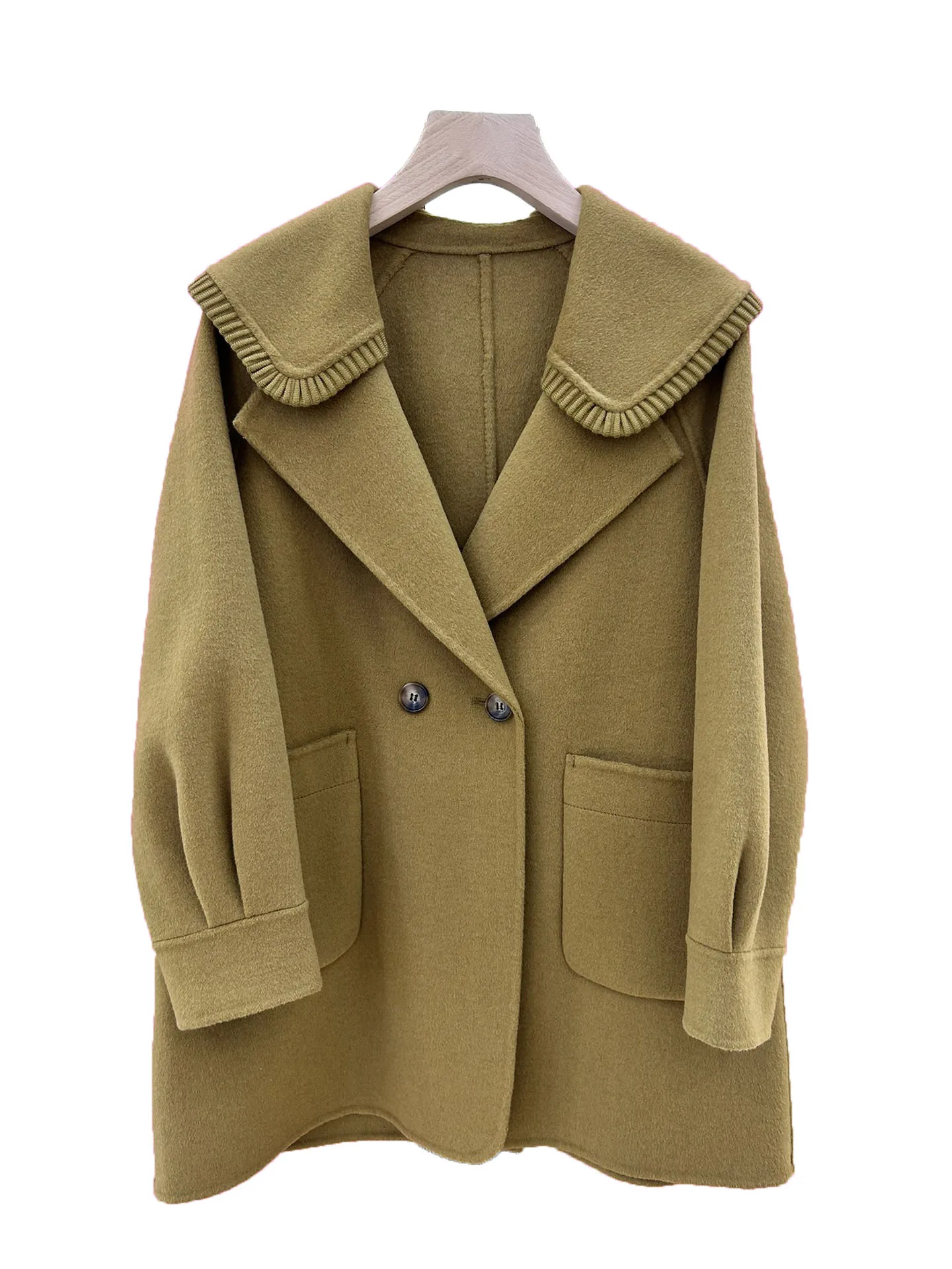 

Tweed jacket lapel collar in a loose fit single-breasted double pocket design warm and cozy 2023 winter new 1201