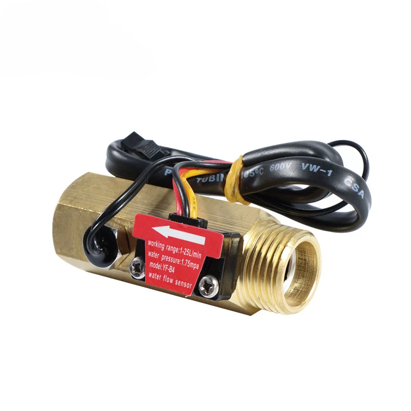 Water Flow Sensor YF-B4 4-minute Internal Tooth Band Temperature Probe Hall Flowmeter Turbine Flowmeter
